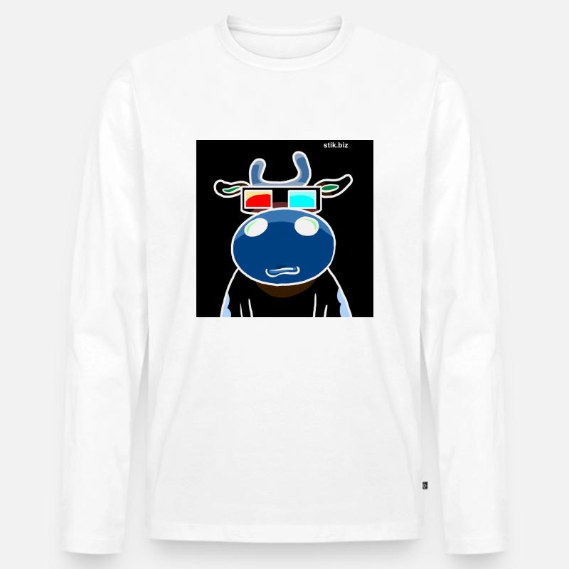 3D-Kuh - Männer Premium Bio Langarmshirt - Weiß