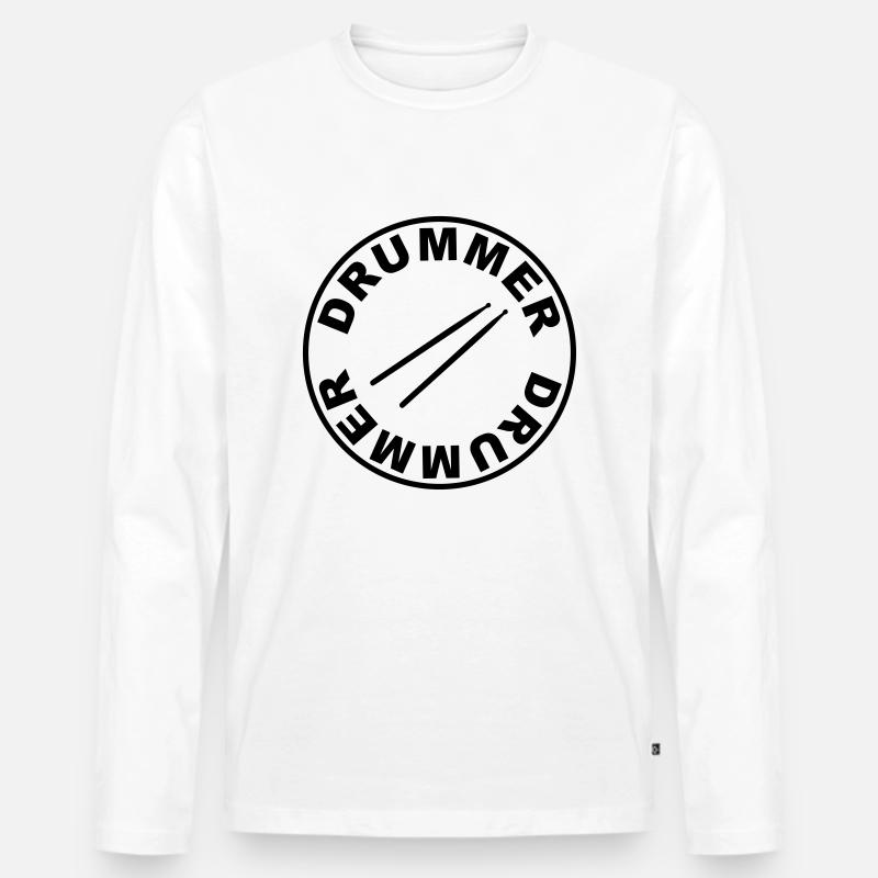 Drummer - rund - Männer Premium Bio Langarmshirt - Weiß