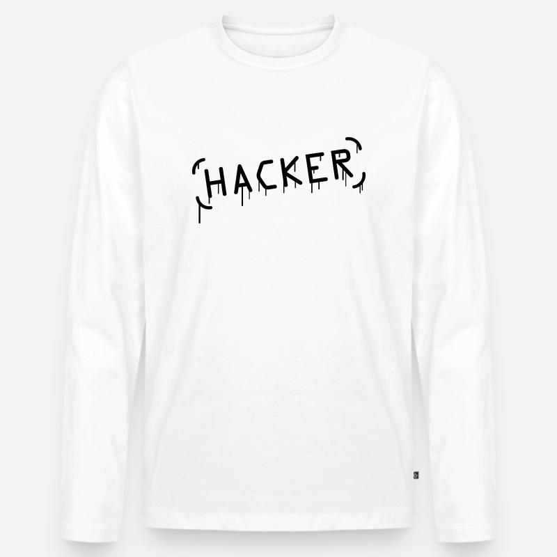Hacker Graffiti - Männer Premium Bio Langarmshirt - Weiß