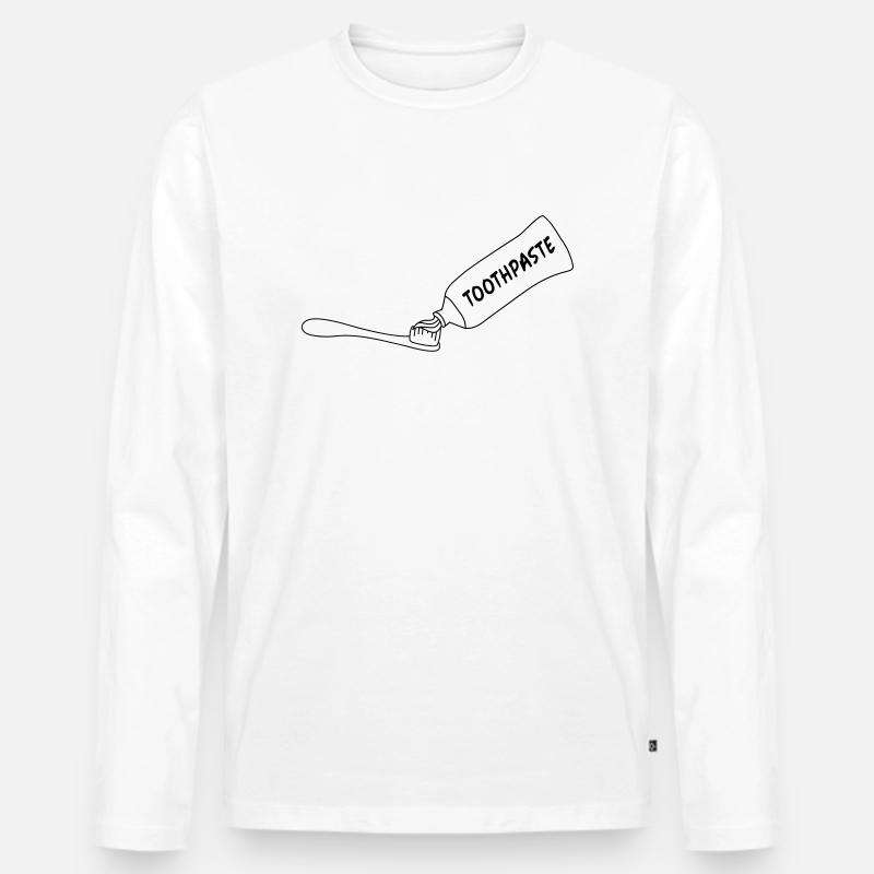 Toothpaste And Toothbrush - Männer Premium Bio Langarmshirt - Weiß