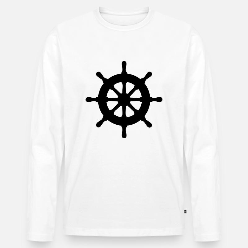 Schiff Lenkrad 01 - Männer Premium Bio Langarmshirt - Weiß