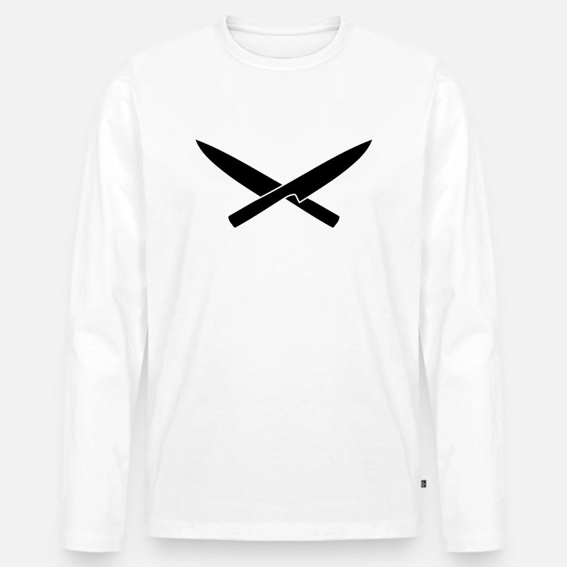 chefmesser - Männer Premium Bio Langarmshirt - Weiß