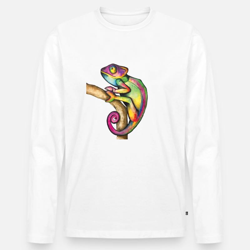 Chamäleon - Männer Premium Bio Langarmshirt - Weiß