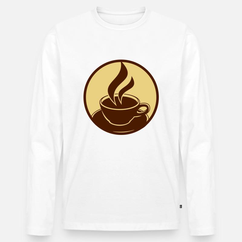 Coffee Cup Logo - Männer Premium Bio Langarmshirt - Weiß