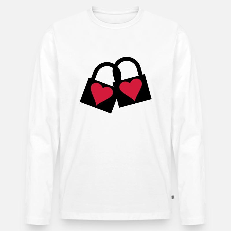 Love Lock - Männer Premium Bio Langarmshirt - Weiß