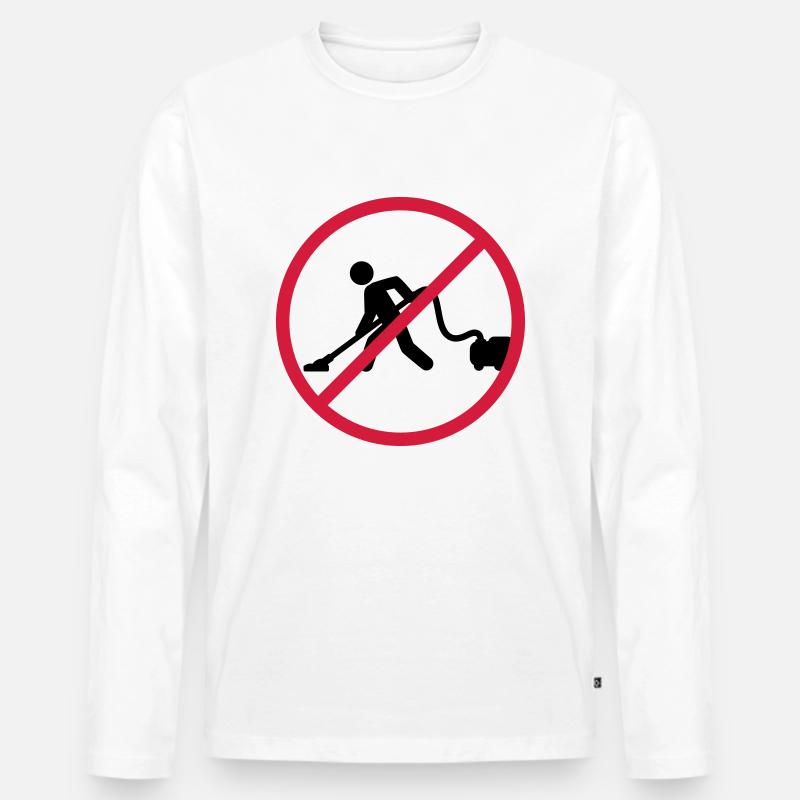 No Vacuuming - Männer Premium Bio Langarmshirt - Weiß