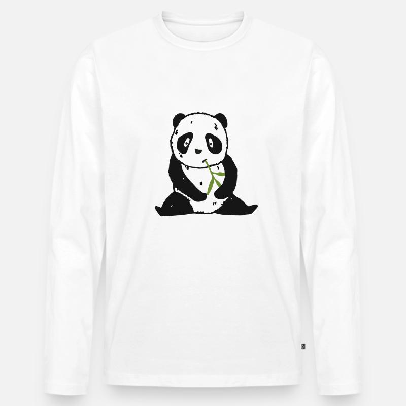 Panda - Männer Premium Bio Langarmshirt - Weiß