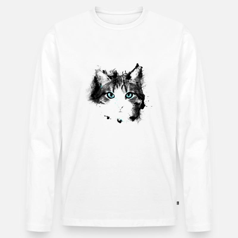 Cat eyes - Männer Premium Bio Langarmshirt - Weiß
