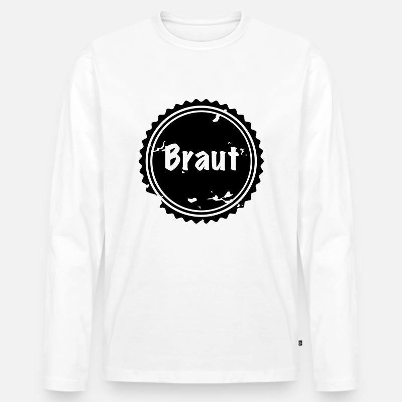 Braut Badge 3 - Männer Premium Bio Langarmshirt - Weiß