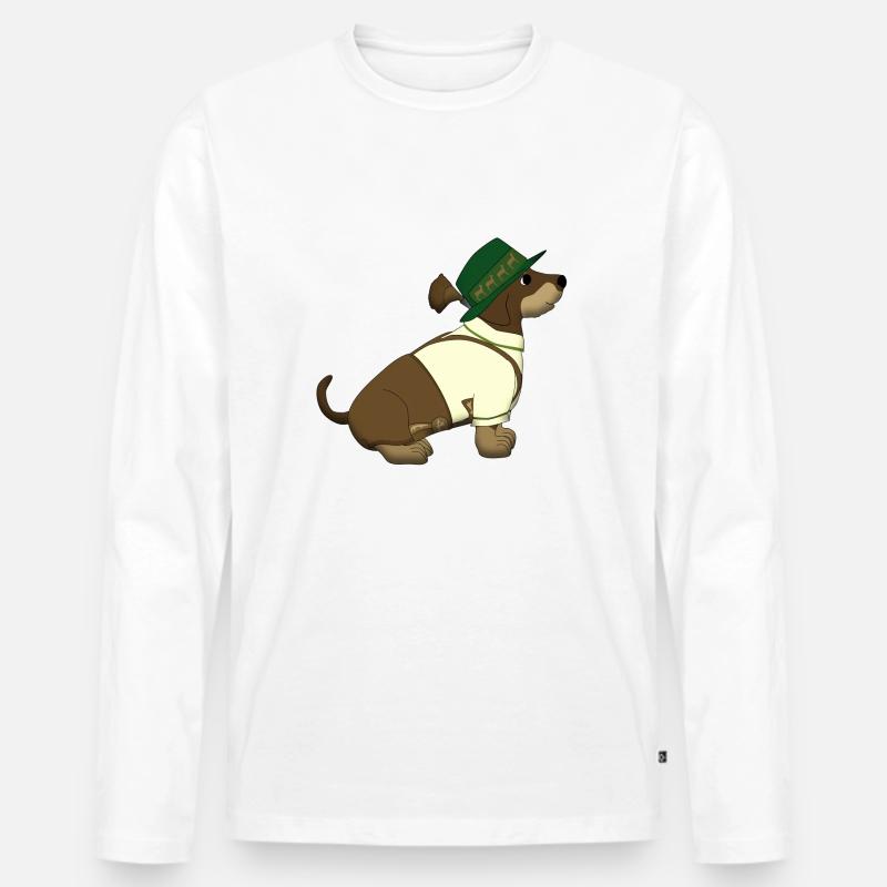 bayerischer Dackelbua - Männer Premium Bio Langarmshirt - Weiß