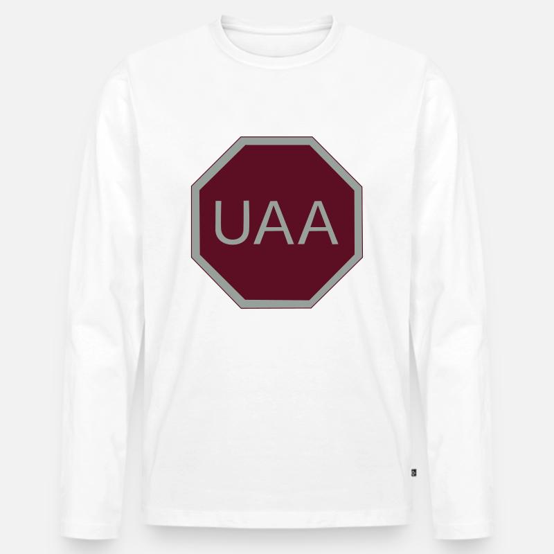 Codon stop - Männer Premium Bio Langarmshirt - Weiß