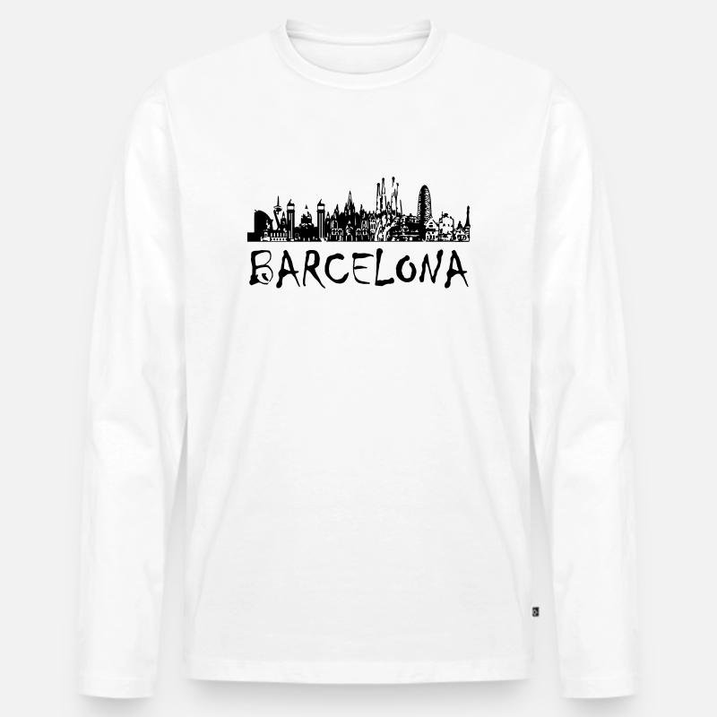 Barcelona - Männer Premium Bio Langarmshirt - Weiß