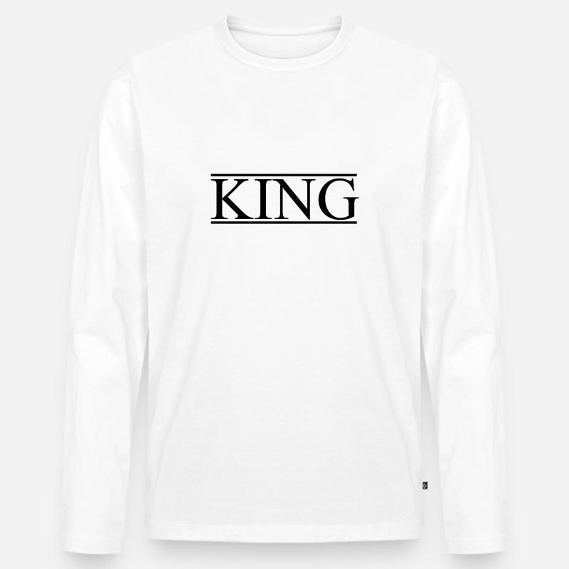 King - Männer Premium Bio Langarmshirt - Weiß