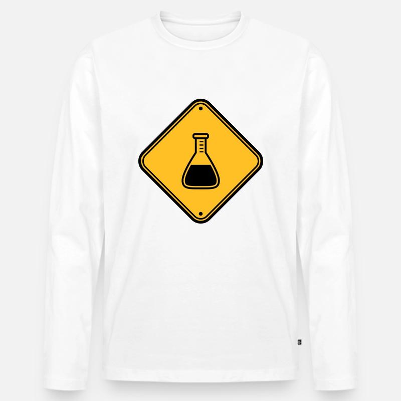 attention science bouclier note attention - T-shirt manches longues Premium bio Homme - blanc