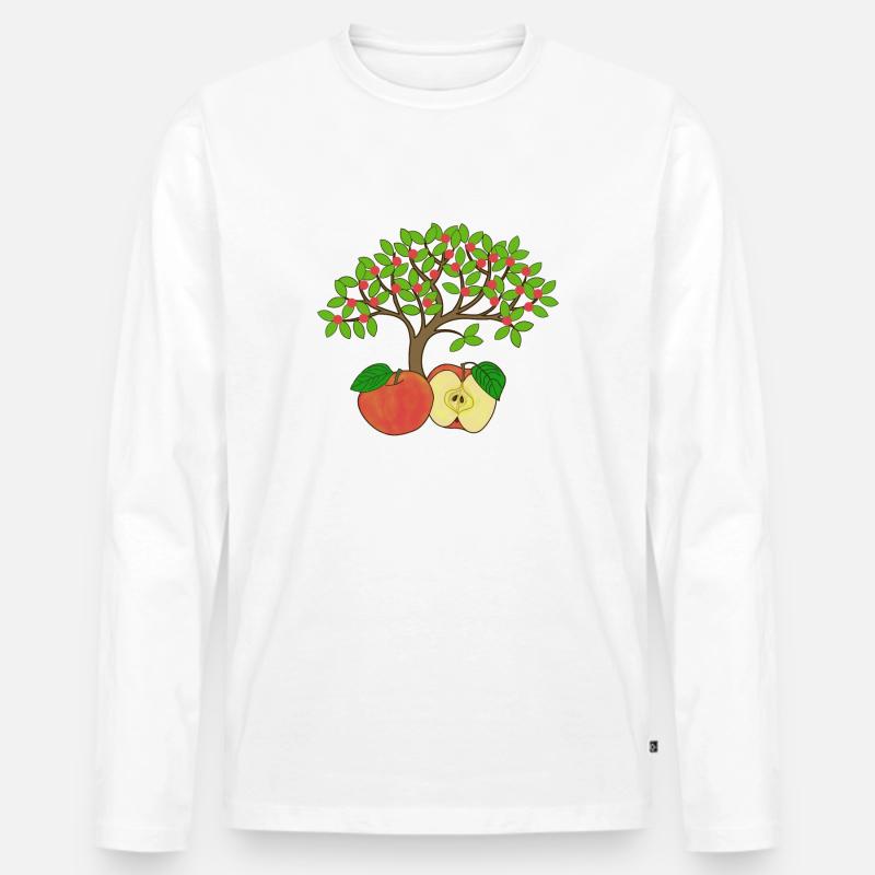 Apfelbaum, Apfel - Männer Premium Bio Langarmshirt - Weiß