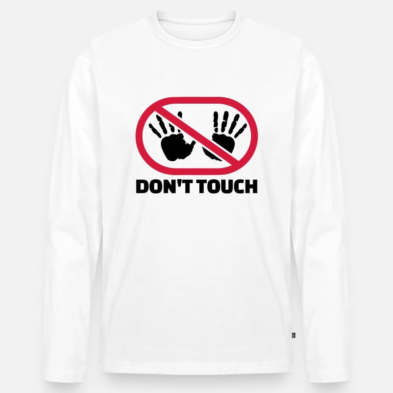 Don't touch - Männer Premium Bio Langarmshirt - Weiß