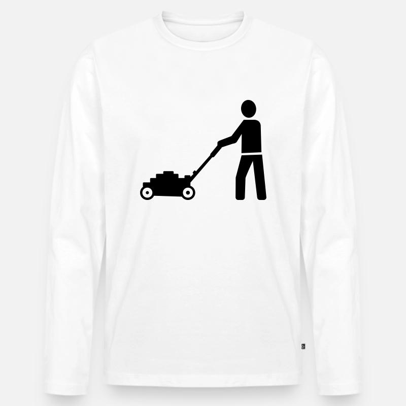Rasenmäher - Männer Premium Bio Langarmshirt - Weiß