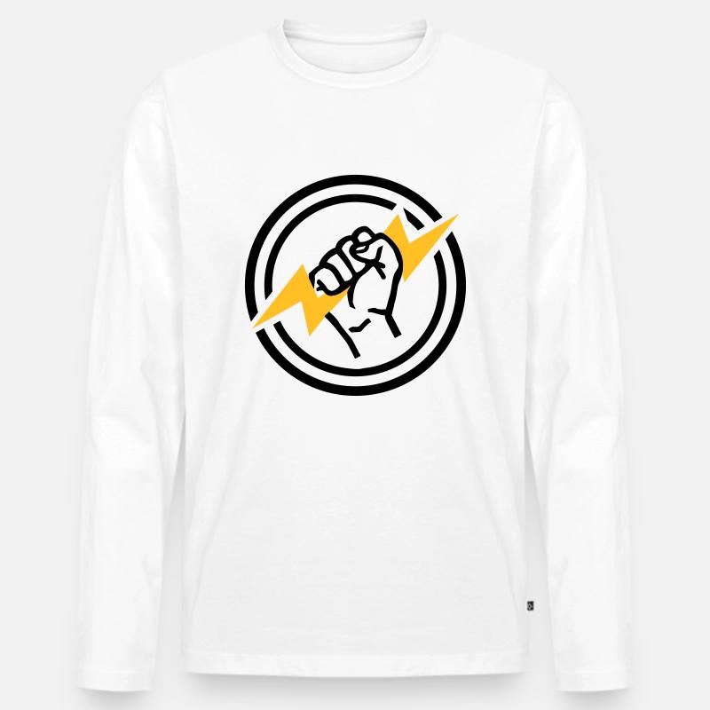 Blitz - Männer Premium Bio Langarmshirt - Weiß