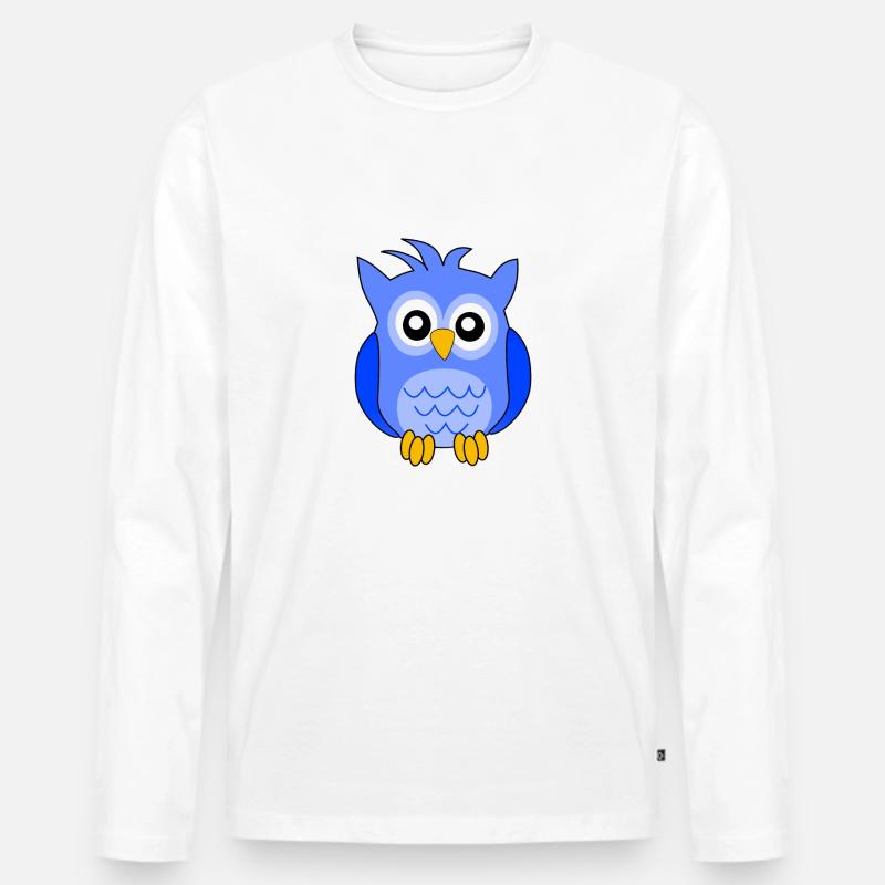 Hibou bleu - Männer Premium Bio Langarmshirt - Weiß