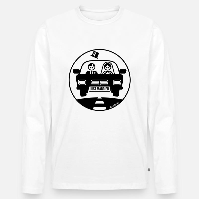 Just Married – Flitterwochen (1C) - Männer Premium Bio Langarmshirt - Weiß