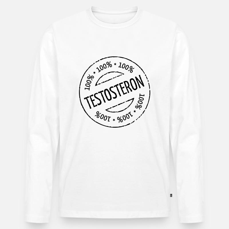 100% Testosteron - Männer Premium Bio Langarmshirt - Weiß