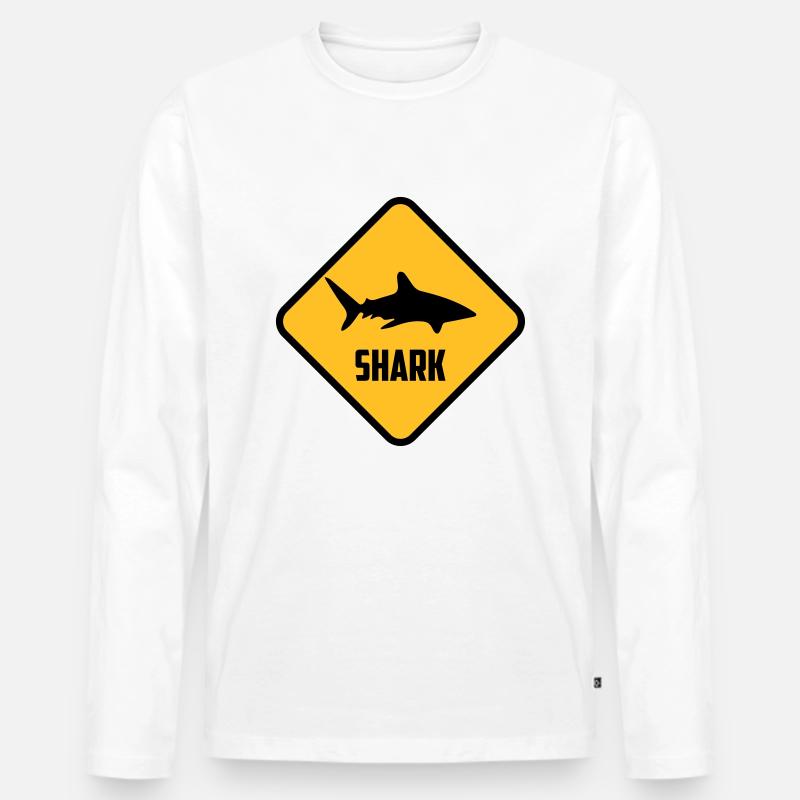 Shark - Männer Premium Bio Langarmshirt - Weiß