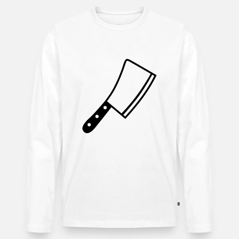 Messer - Männer Premium Bio Langarmshirt - Weiß