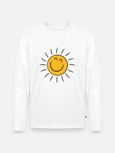 Smiling happy Sun - Men's Premium Organic Long Sleeve Shirt - white