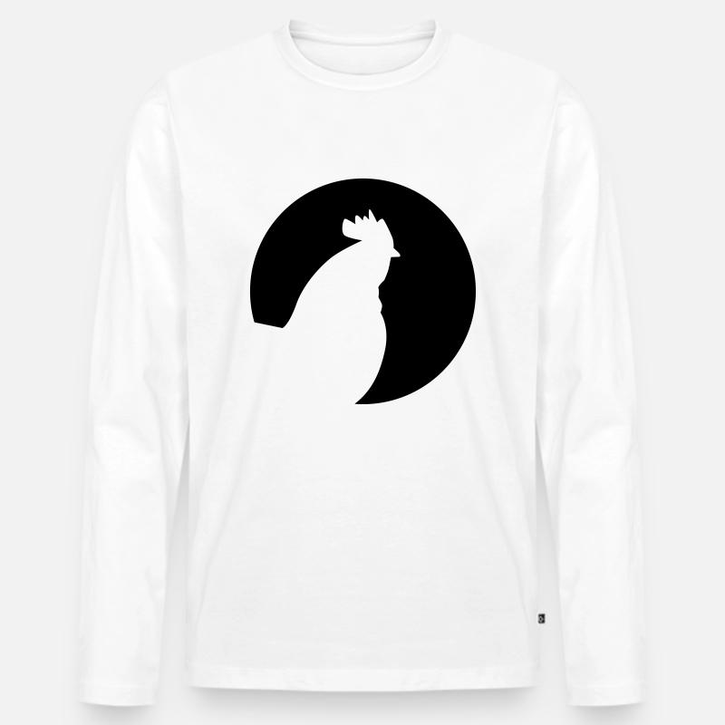 Hahn - Männer Premium Bio Langarmshirt - Weiß