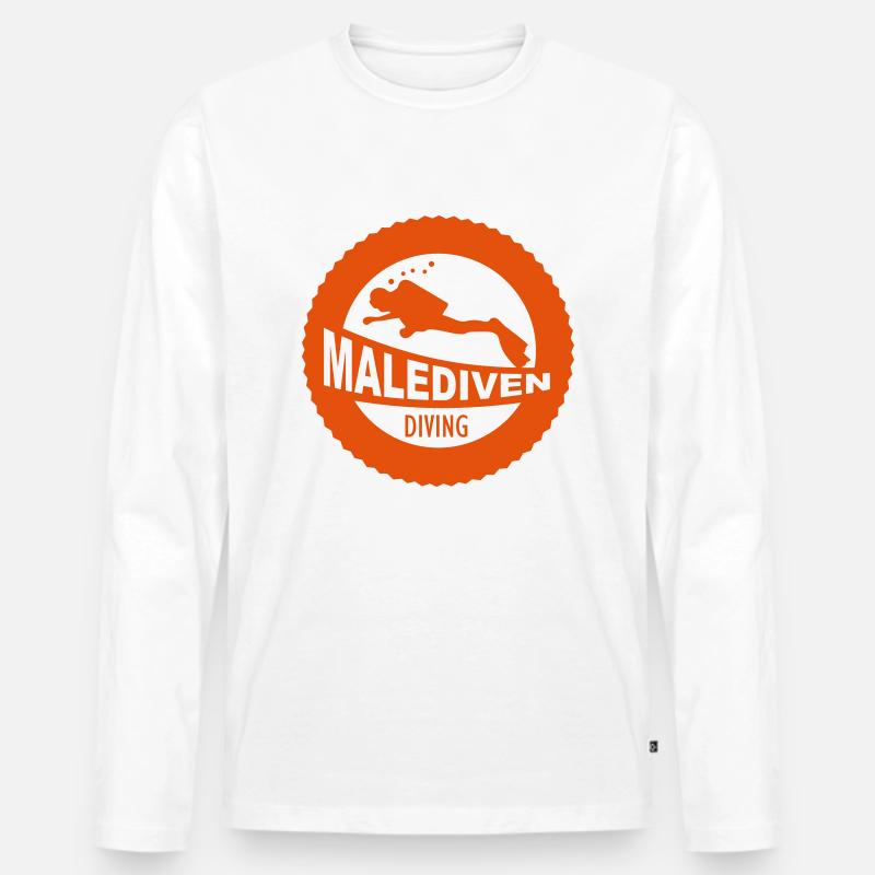 Malediven Tauchen - Männer Premium Bio Langarmshirt - Weiß