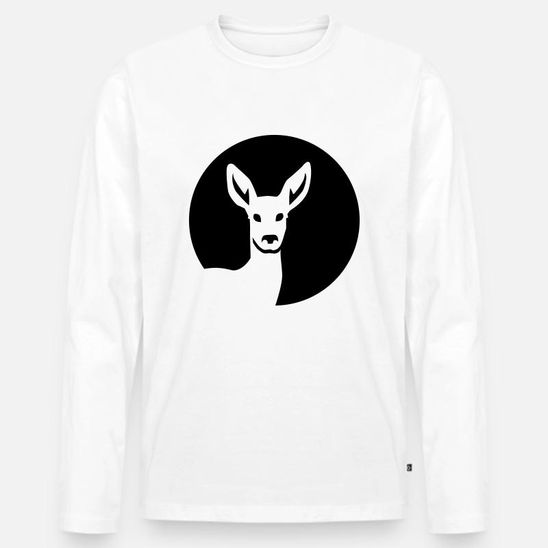 Reh - Männer Premium Bio Langarmshirt - Weiß