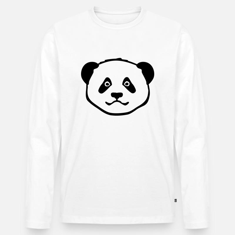 Panda - Männer Premium Bio Langarmshirt - Weiß