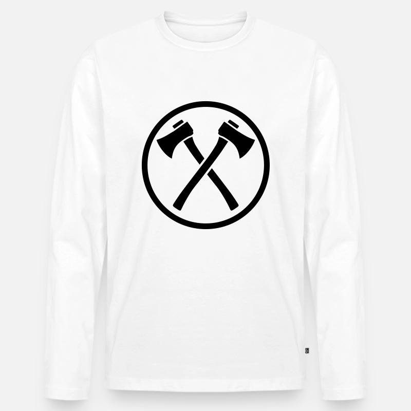 Axt - Männer Premium Bio Langarmshirt - Weiß