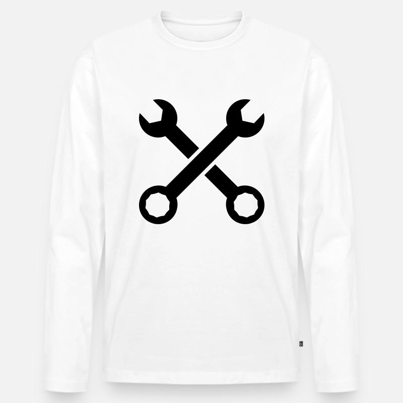 Schraubenschlüssel - Männer Premium Bio Langarmshirt - Weiß