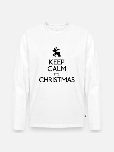 Keep Calm Christmas - Männer Premium Bio Langarmshirt - Weiß