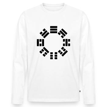 symbole octogonal bagua taoïsme feng shui - T-shirt manches longues Premium bio Homme - blanc - Devant - Nico (187cm)