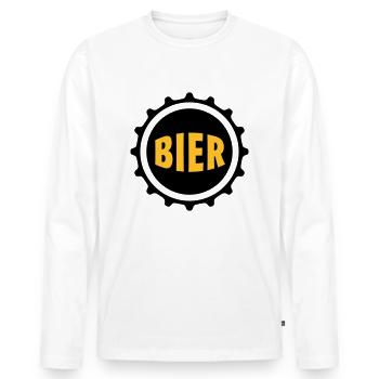 Bier Beer Bierdeckel Flaschenbier Kronkorken Durst - Männer Premium Bio Langarmshirt - Weiß - Vorne - Nico (187cm)