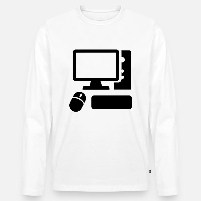 Computer - Männer Premium Bio Langarmshirt - Weiß