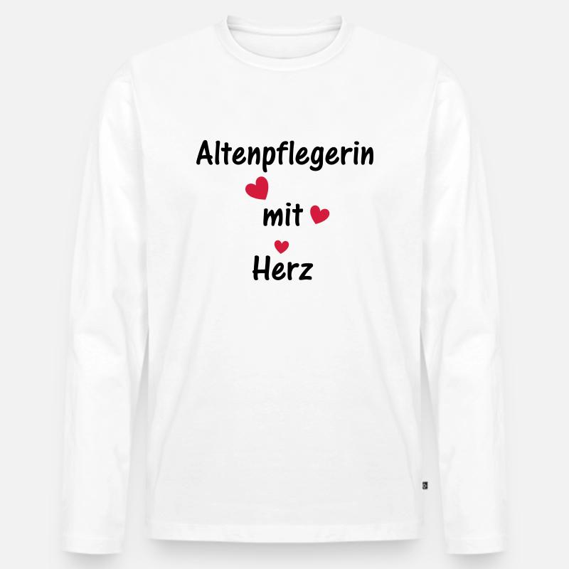 Altenpflegerin mit Herz - Männer Premium Bio Langarmshirt - Weiß