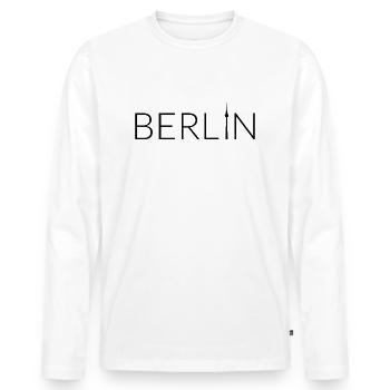 Berlin with TV tower black - Men's Premium Organic Long Sleeve Shirt - white - Front - Nico (187cm)