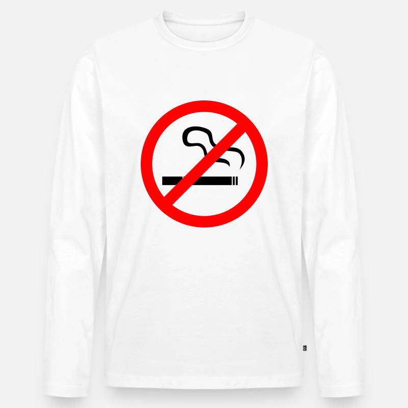 Rauchen verboten - Männer Premium Bio Langarmshirt - Weiß