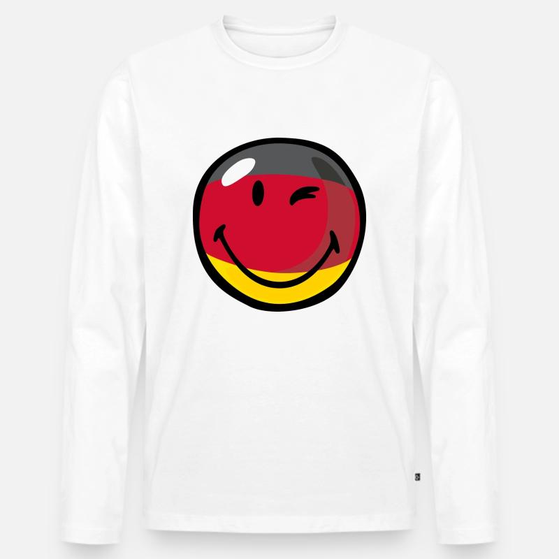 Smiley Germany - Männer Premium Bio Langarmshirt - Weiß