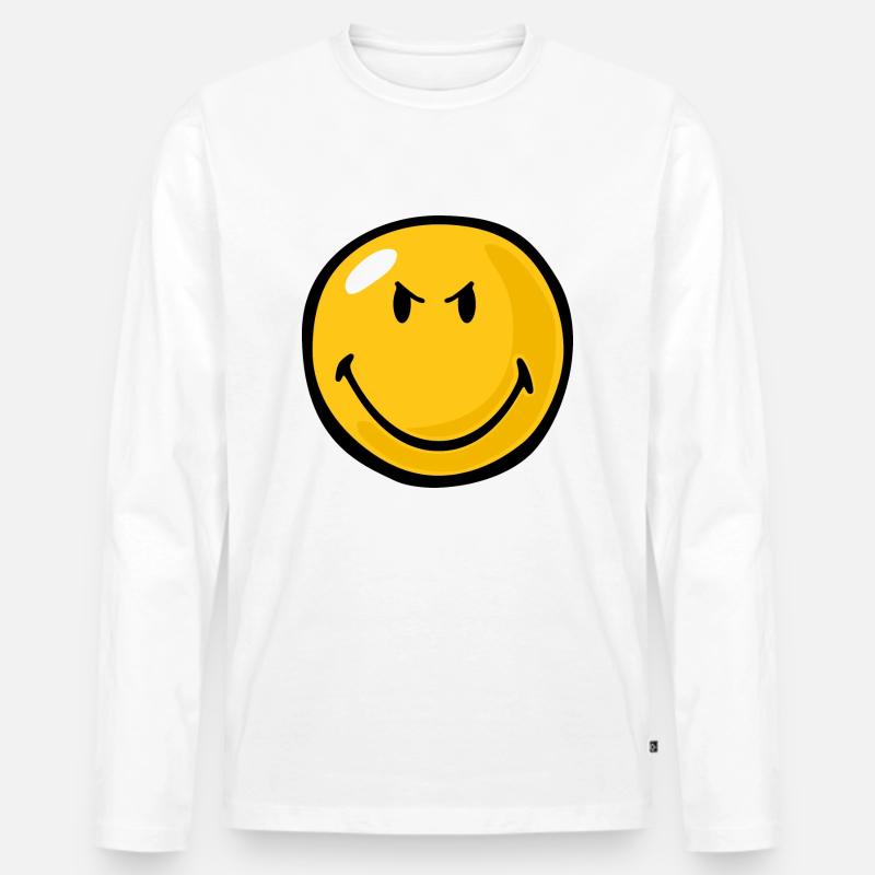 Smiley Anger Devious - Männer Premium Bio Langarmshirt - Weiß