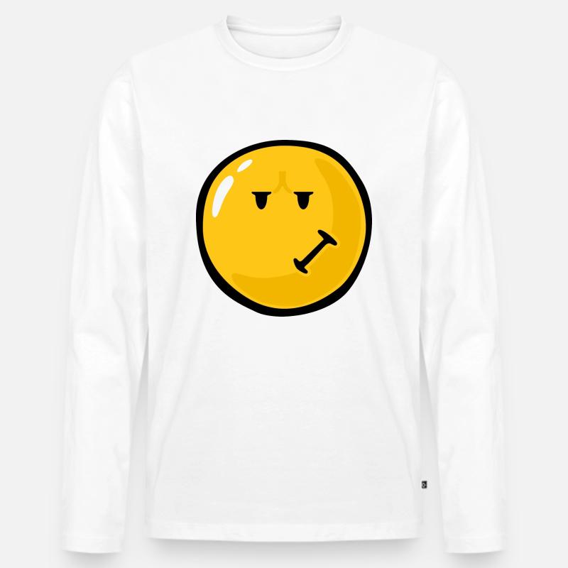 Smiley Anger Impatience - Männer Premium Bio Langarmshirt - Weiß
