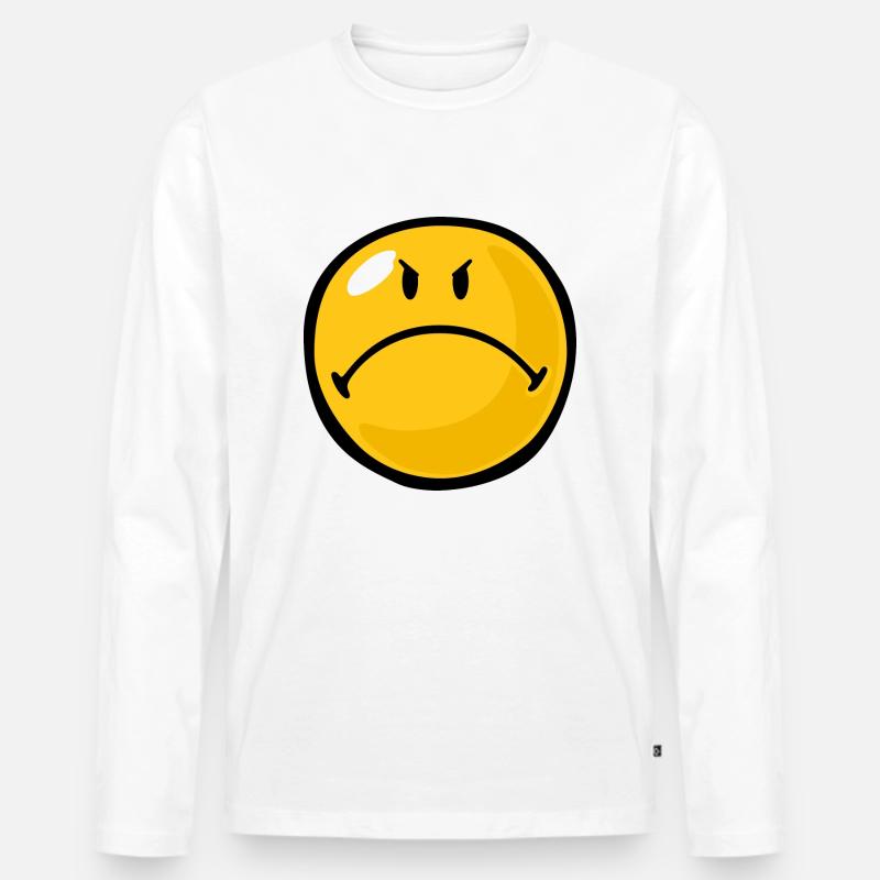 Smiley Anger Riled - Männer Premium Bio Langarmshirt - Weiß