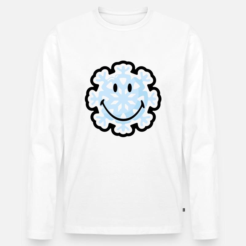 Smiley Snow Flake - Männer Premium Bio Langarmshirt - Weiß
