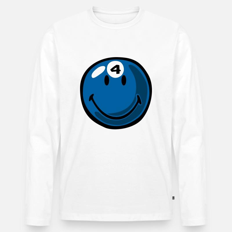 Smiley Pool Ball 4 - Männer Premium Bio Langarmshirt - Weiß