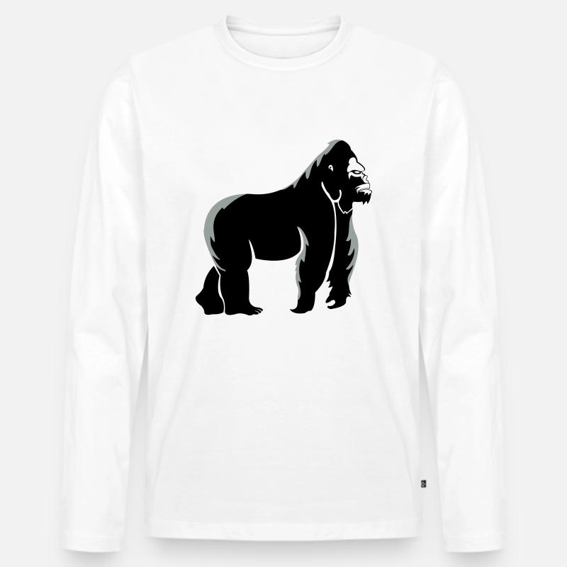 gorilla_002 - Männer Premium Bio Langarmshirt - Weiß