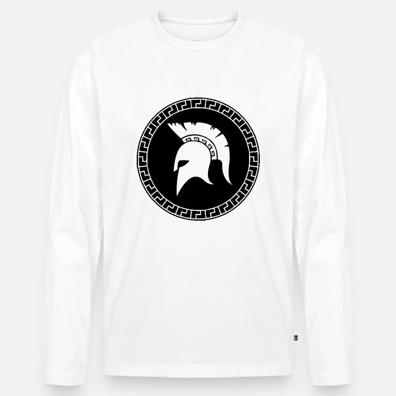 sparta_helm_01 - Männer Premium Bio Langarmshirt - Weiß