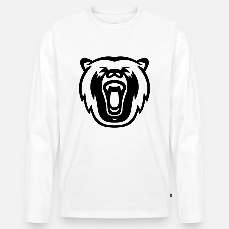 grizzly - Männer Premium Bio Langarmshirt - Weiß